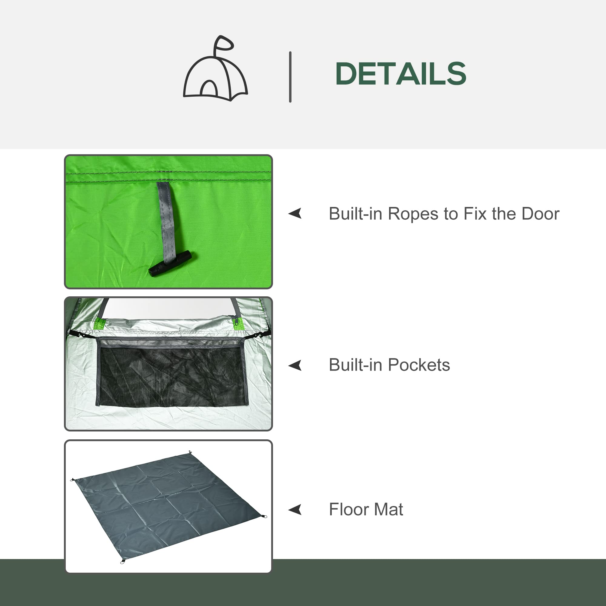 Outsunny Tente de douche cabine de change 126x124x189 cm Vert