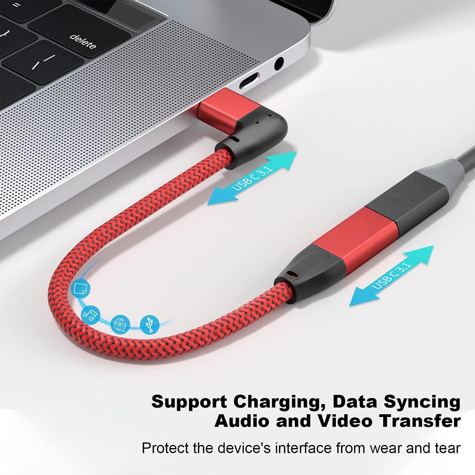 UseBean Right Angle USB C Extension Cable 1.8m, USB-C 3.1 Male to Female 4K Video Cord,Gen 2 10Gbps,90 Degree Type C Extender,Compatible with MacBook Pro/Air,iPad Pro,Galaxy S23,Nintendo Switch - Image 2