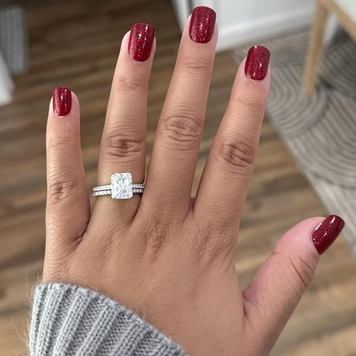 Newshe Jewellery Cubic Zirconia Engagement Rings for Women Wedding Ring Set Solitaire 925 Sterling Silver Oval Bridal Sets Travel Anniversary Size 4-13 - Image 2