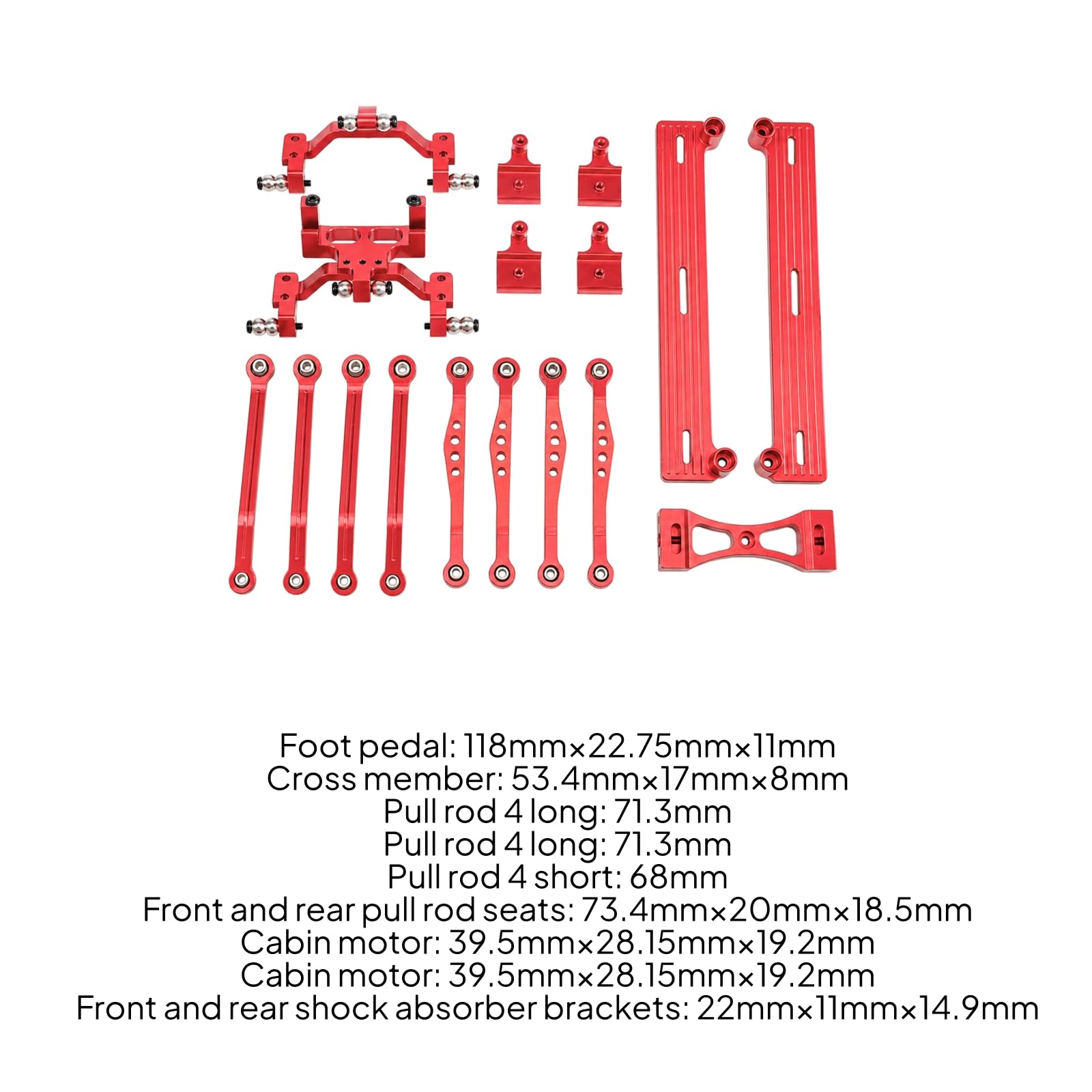 Children Play Vehicle Kit Sterzo Collegamento Auto RC Pezzi Modello 1/16 Componenti Metallici con Estremità Snodo Supporto Servo Staffe, Rosso