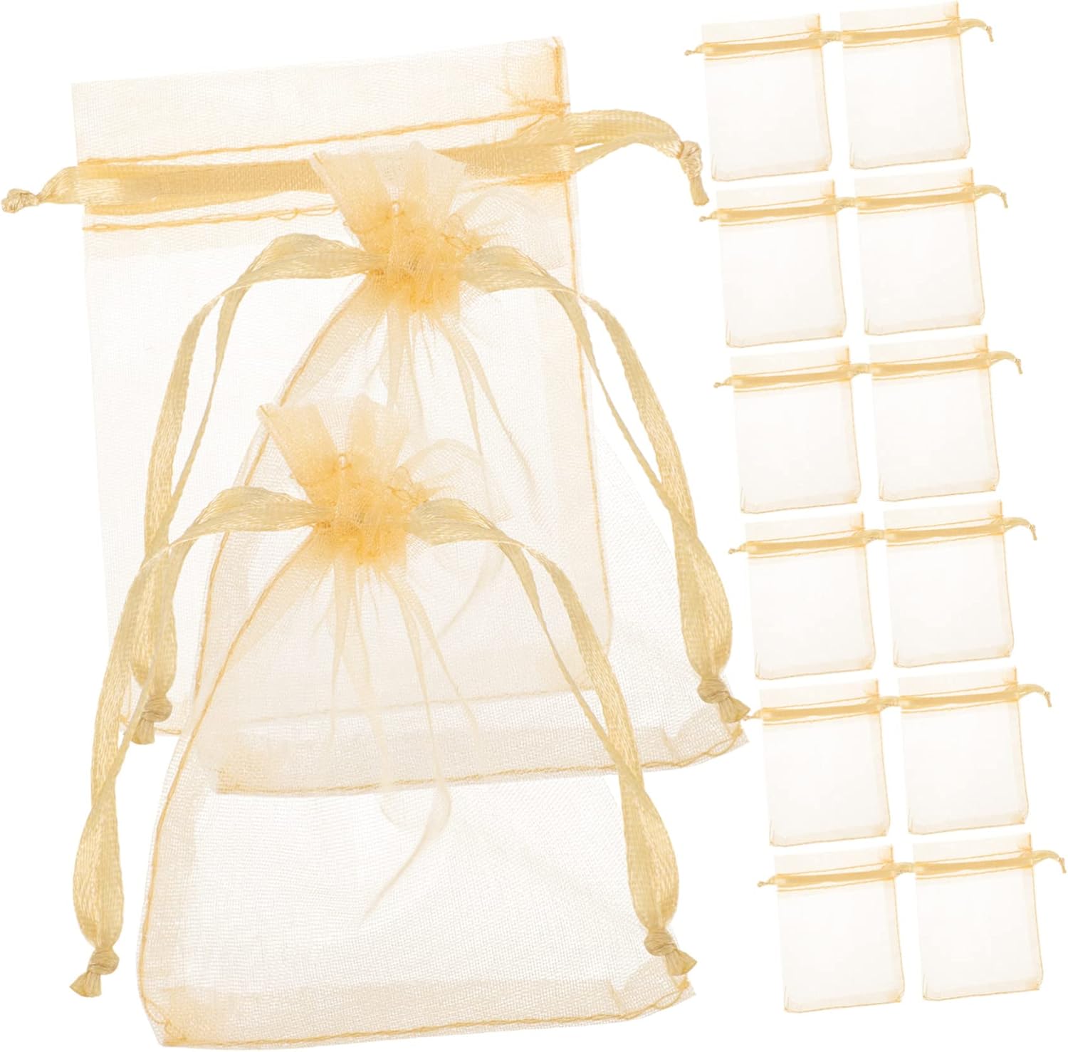 GARVALON 500pcs Organza Drawstring Bags Sheer Favor Pouches for Jewelry Candy Weddings Parties Showers Elegant Packaging