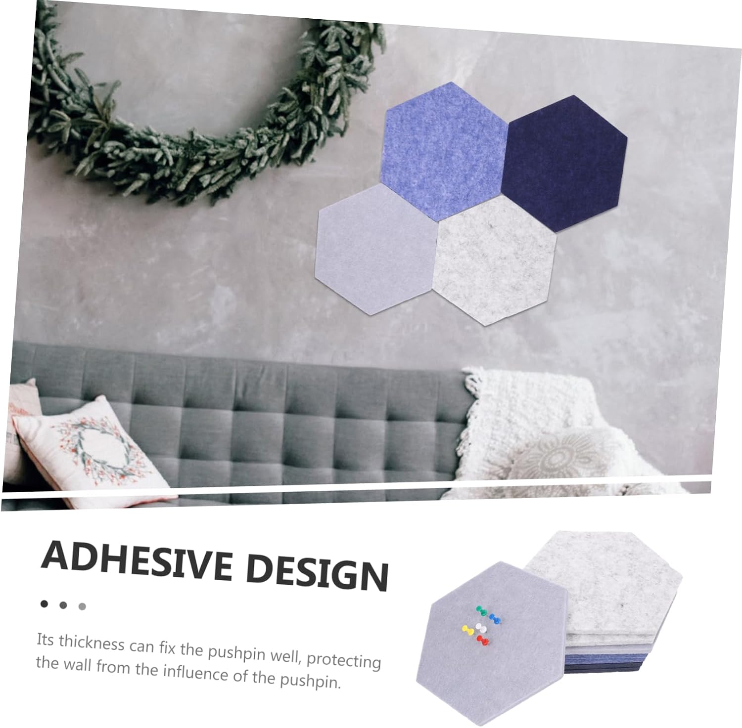 Homoyoyo 8pcs Hexagon Felt Board Wall Stickers Memo Board Picture Dry Erase Wall Adhesive Magnet for Boys and Girls