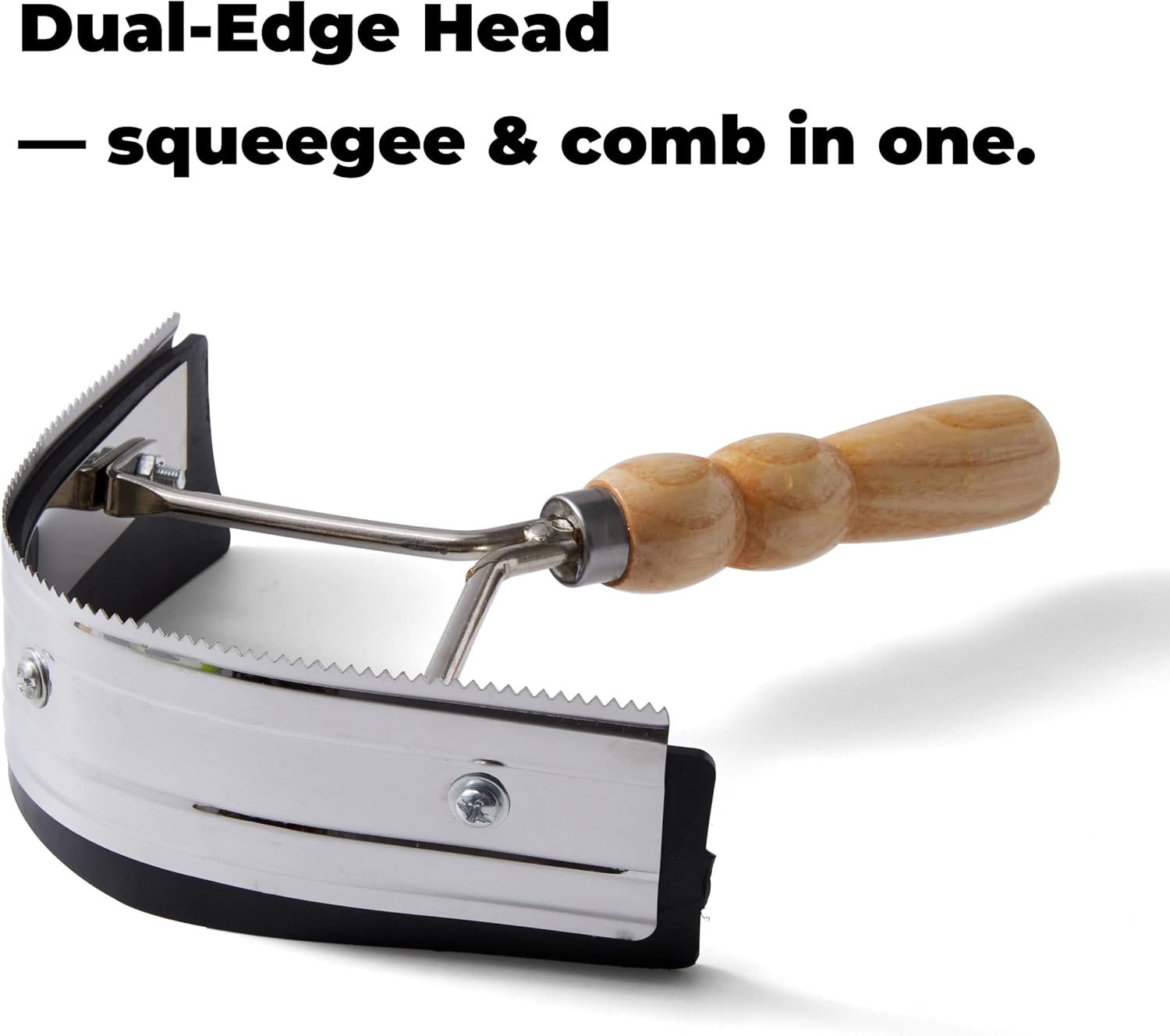Metal Sweat Scraper for Horses, 2-in-1 Grooming Tool | Curved Metal Curry Comb With Rubber Edge And Wood Handle, For Horses, Cattle, Barns, Stables And Equestrian Grooming