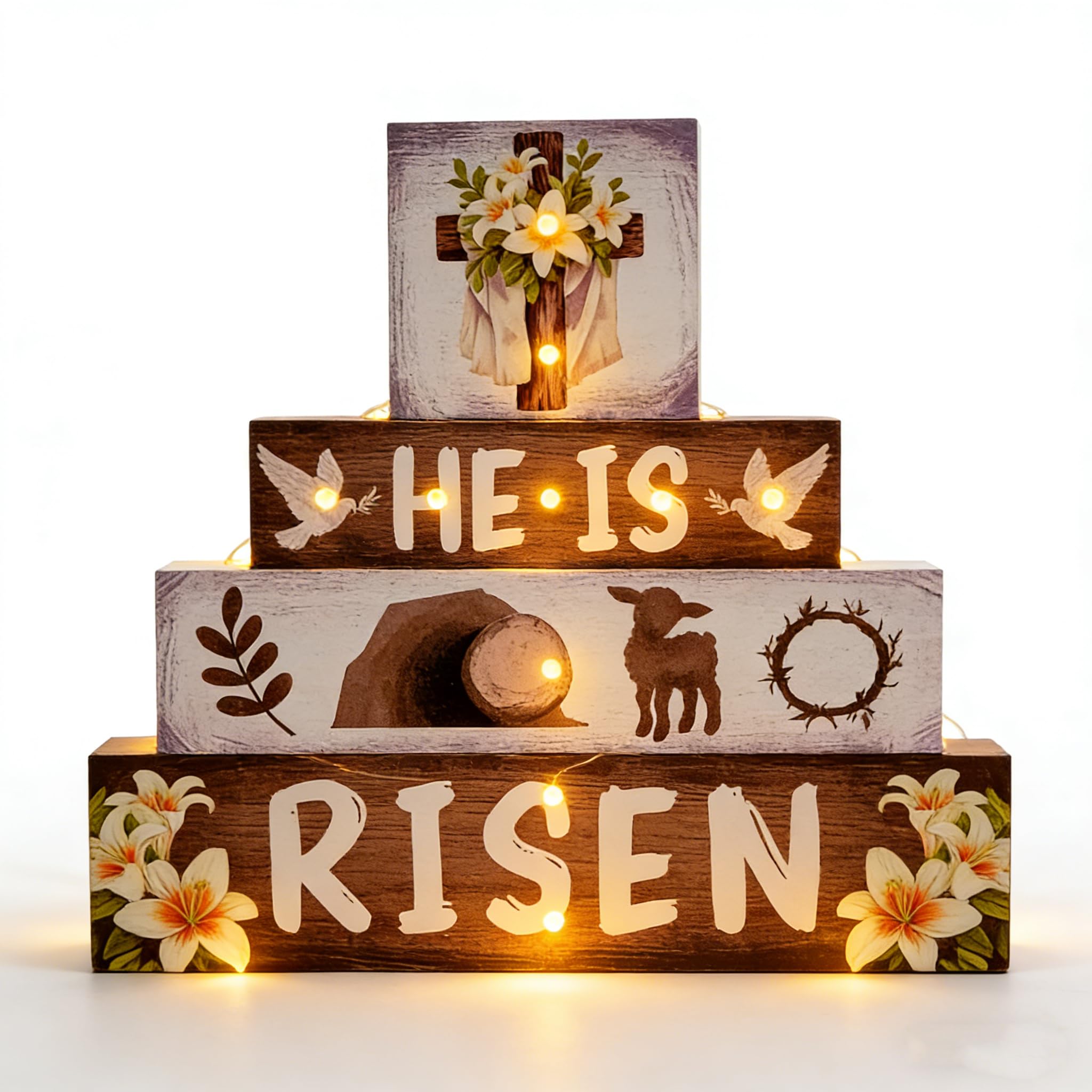 Décoration chrétienne He Is Risen veilleuse LED pour maison et bureau