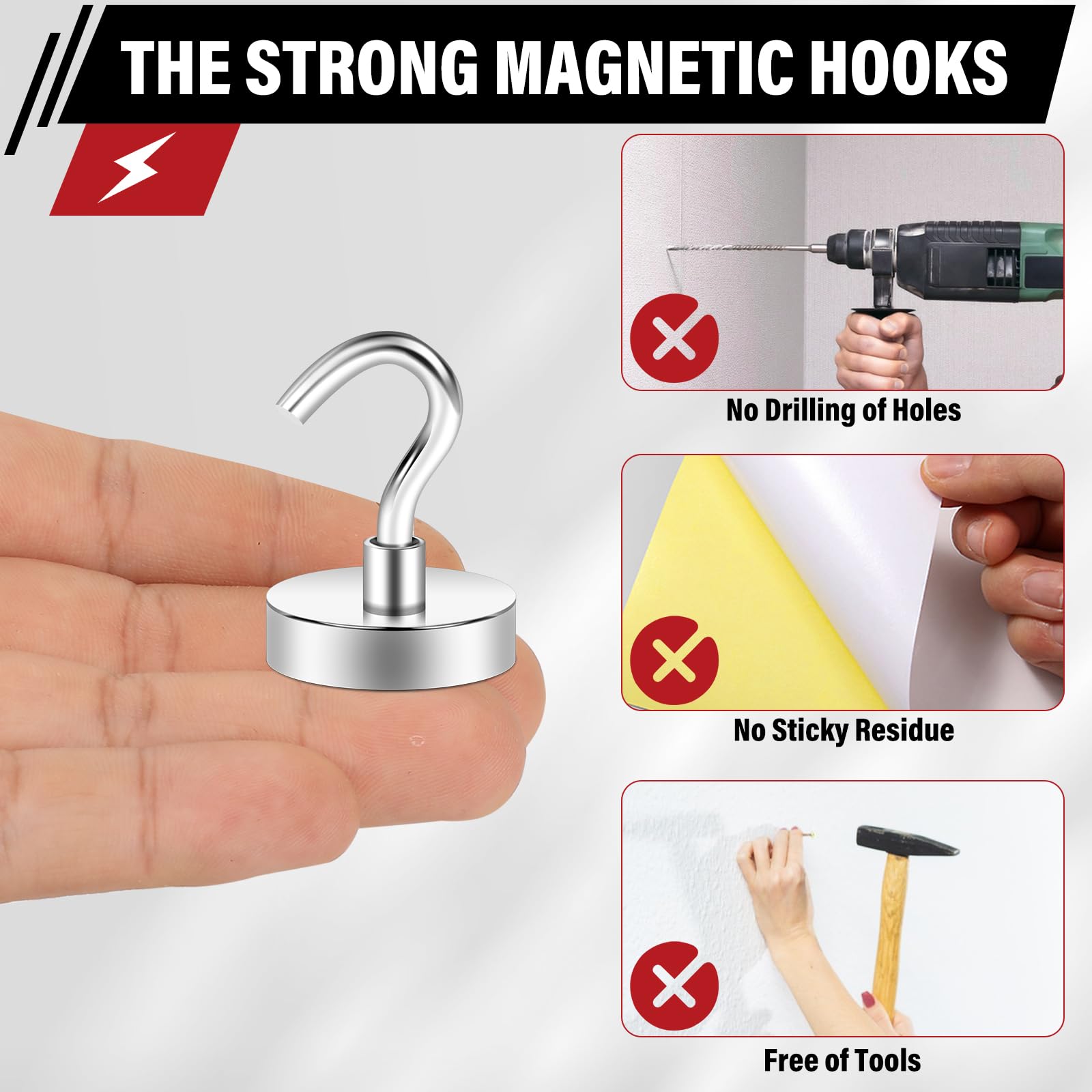 TOP MAGNETS Ganchos magnéticos, imanes de crucero de 80 libras, ganchos magnéticos para crucero, paquete de 12 artículos esenciales para cabinas de crucero, refrigerador, colgar, pizarra blanca,
