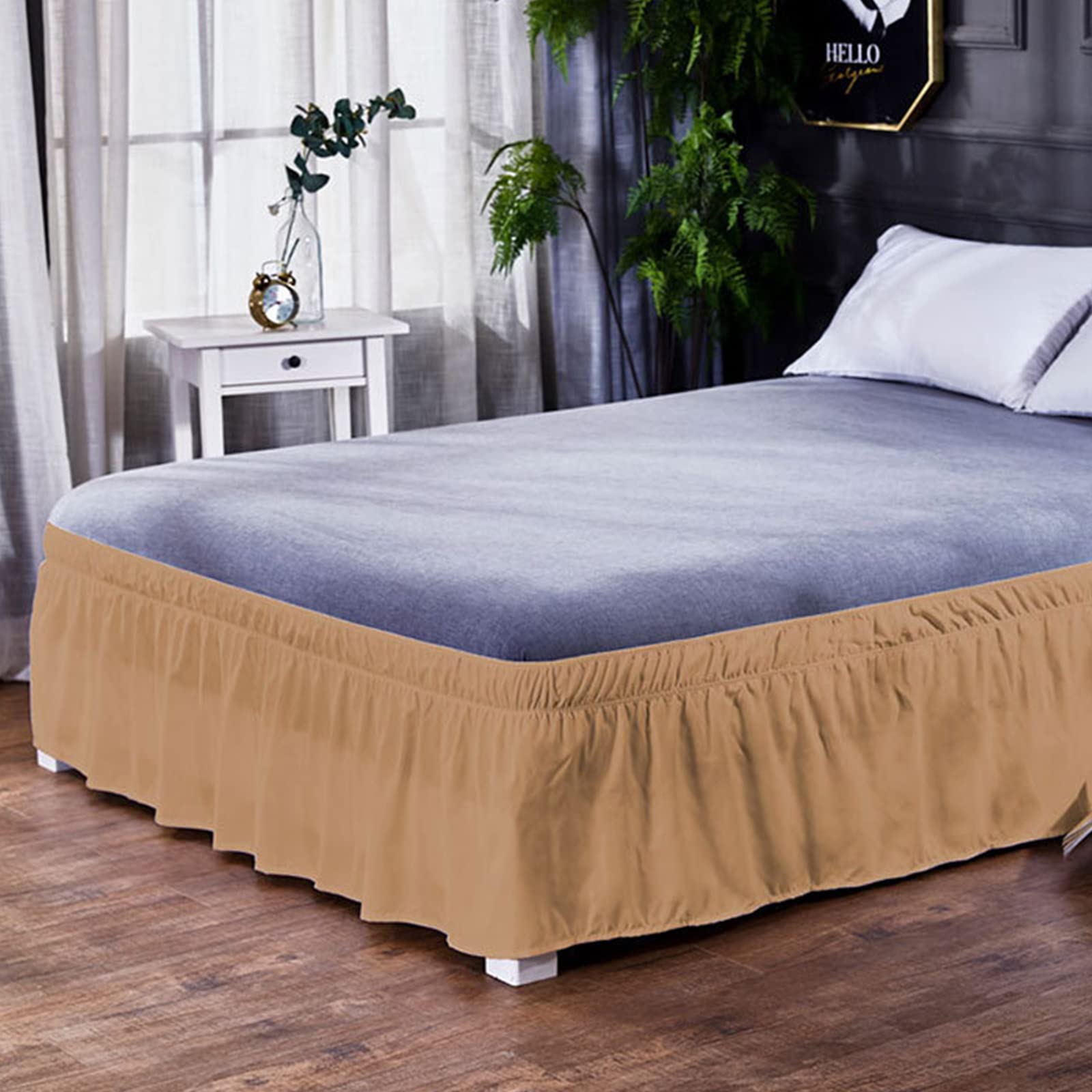 Jupe de lit infroissable facile à poser sans soulever le matelas