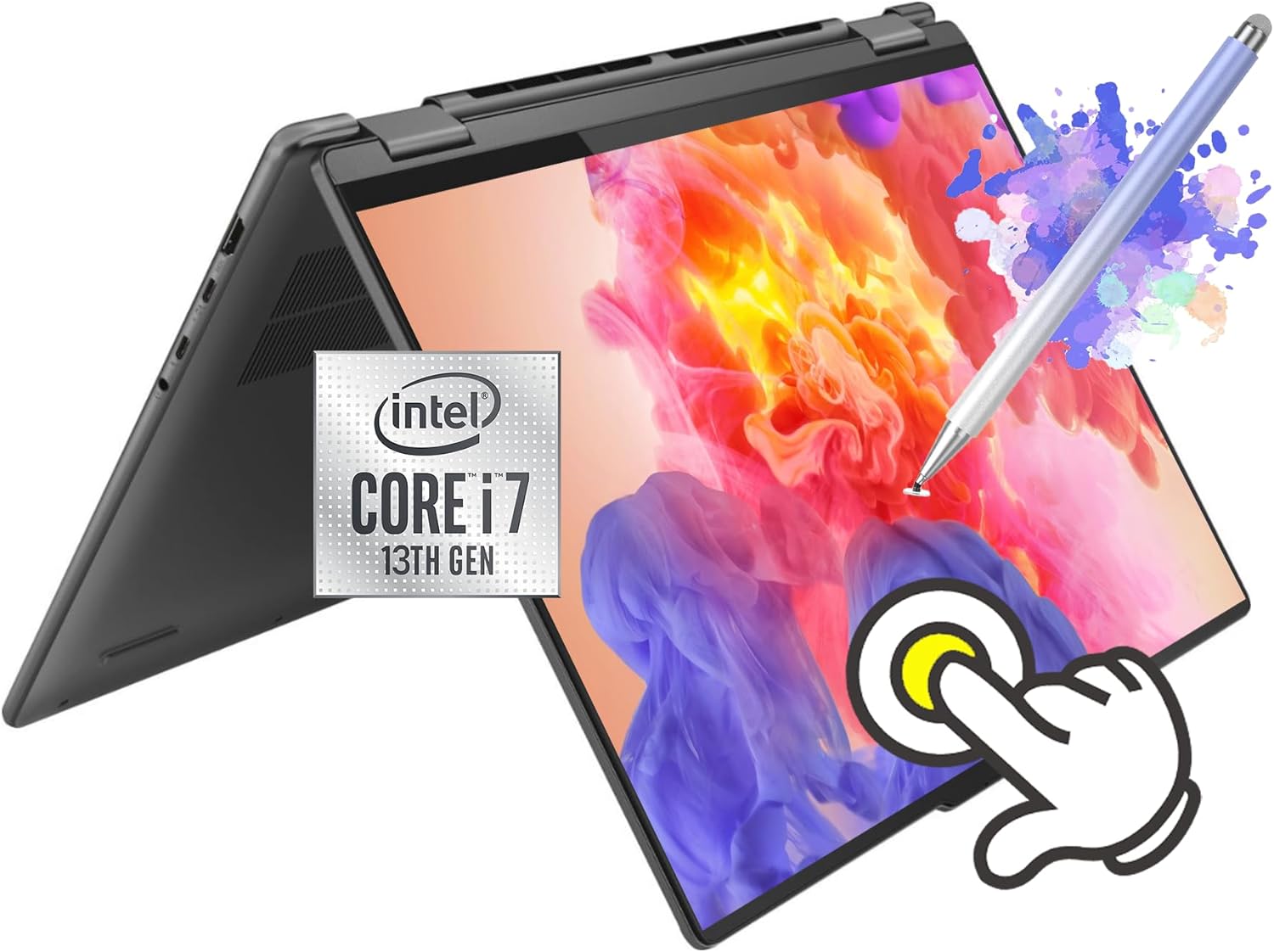 Lenovo Yoga 7i 2-in-1 16" WUXGA 16:10 Touchscreen Laptop, Intel Core i7-1355U, Fingerprint Reader, Backlit KB, 2 x Thunderbolt, Win 11, Storm Grey (16GB RAM | 1TB SSD)