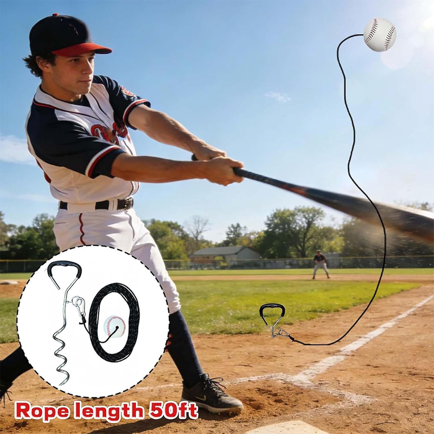 Professional Baseball Swing Trainer Baseball Batting Trainer with Ball Return Systems for Efficient Hitting Swing Practice Tool