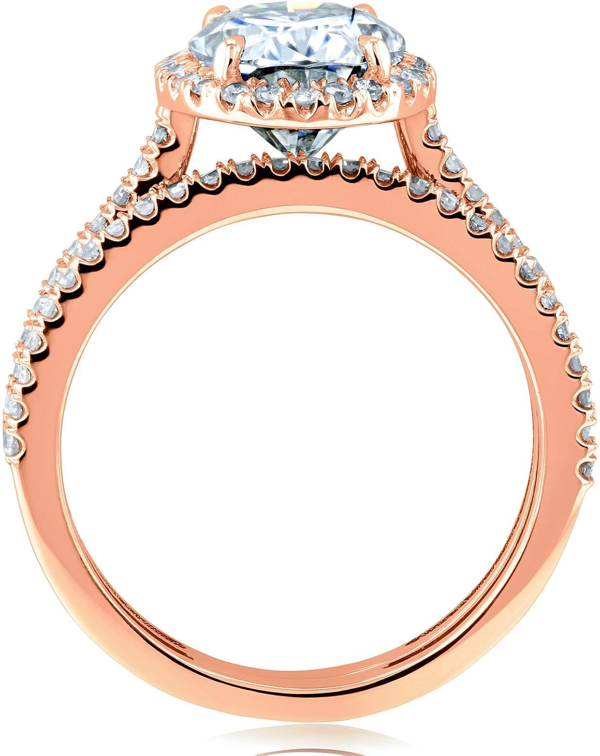 Kobelli Oval Moissanite Halo Bridal Rings Set 2 3/8 CTW 14k Rose Gold, 8