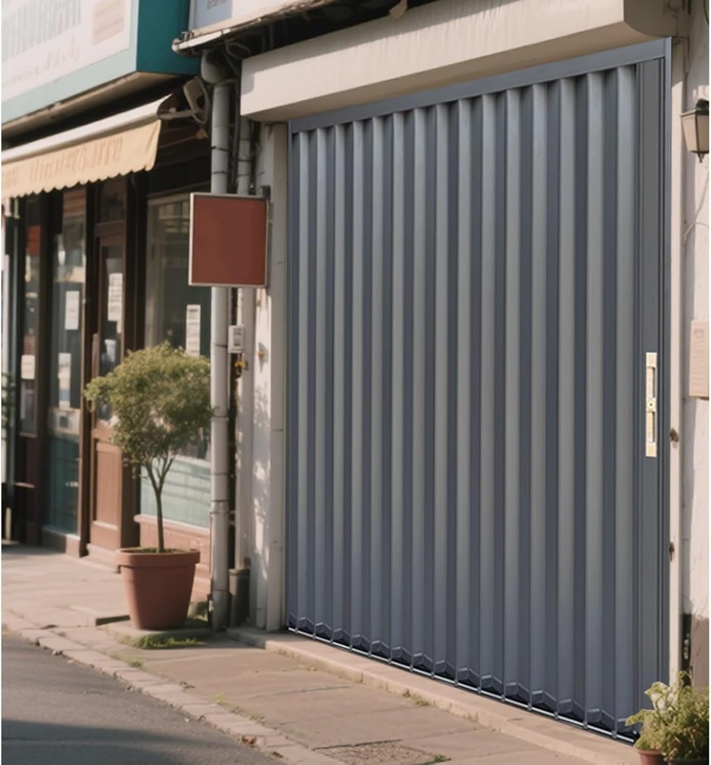 Modern Fireproof Aluminum Alloy Sliding Doors - 203cm Tall Accordion Folding Screen with Lock & Key, Customizable Size (116x203cm/46x80in) for Safe, Stylish Spaces