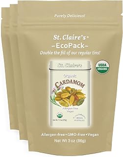 St. Claire’s Organic Cardamom Pastilles – 3-Pack EcoPack, 3 oz Each | Certified Organic, Vegan, Gluten-Free, Allergen-Free, Non-GMO, Low Calorie, Plant-Based | Made in USA
