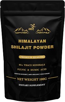 Pure Himalayan Shilajit Powder, No Fillers, Gold Grade Shilajit with Fulvic Acid & 85+ Trace Minerals, 100% Pure Natural Supplement for Energy, Immune Support & Wellness, 100g