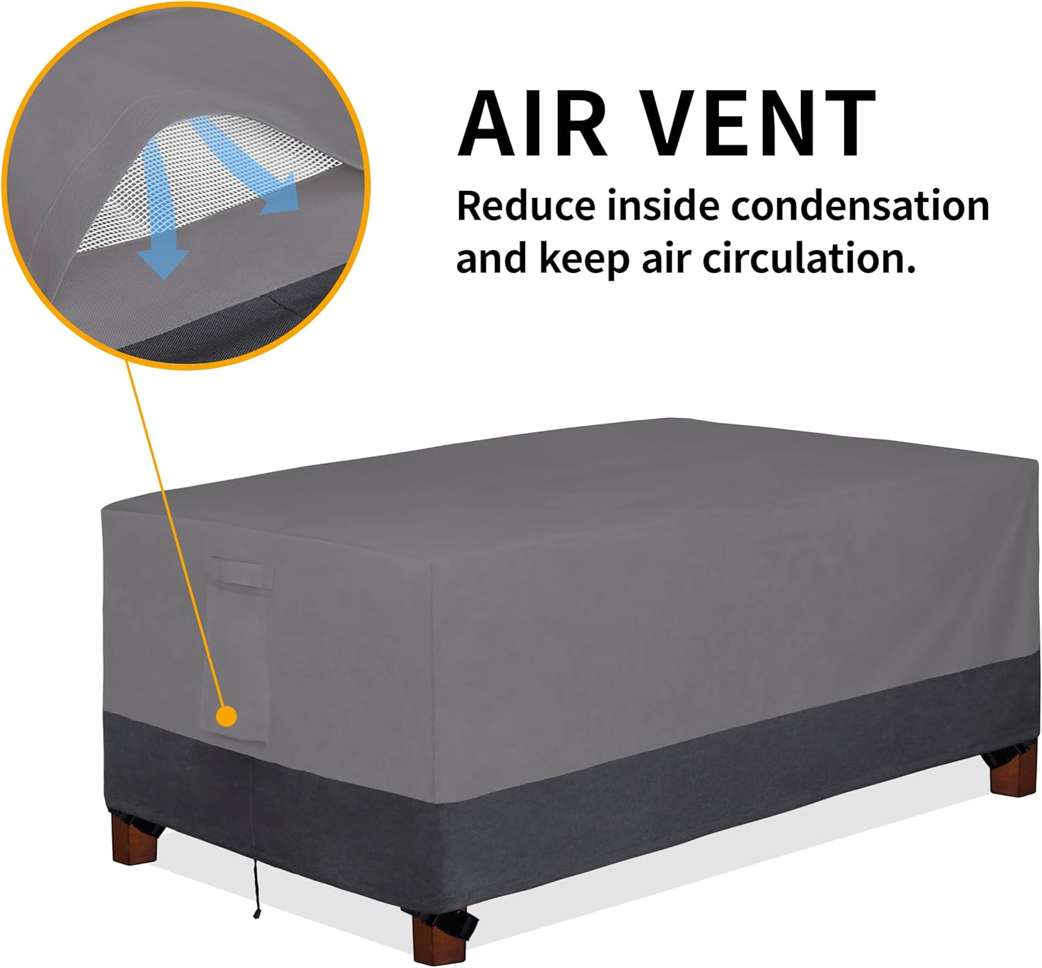 Easy-Going 600D Heavy Duty Rectangular Table Cover UV Resistant and Waterproof Outdoor Lawn Patio Furniture Cover (72" Lx44 Wx23 H, Gray/Dark Gray)