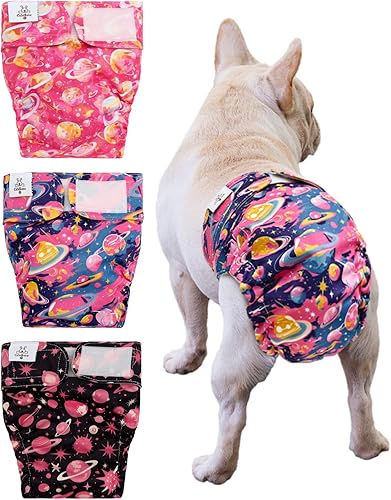 Miniatura 9 de CuteBone Pañales lavables para perras, paquete de 3 pantalones de entrenamiento para cachorros WWD02XS