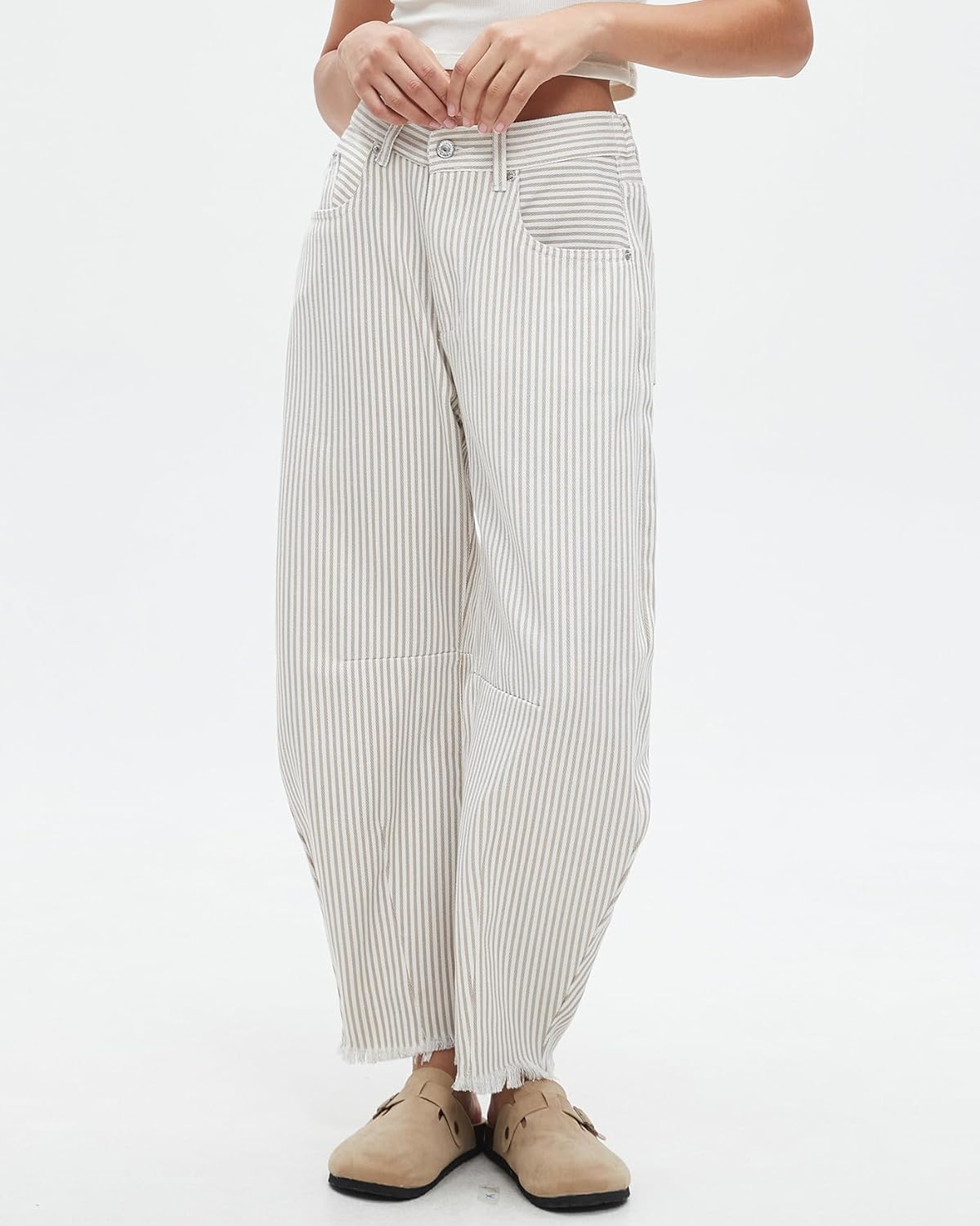 Kedera Women Stripe Barrel Jeans Casual Loose Denim Jeans Wide Leg Baggy Pants Mid Waist Boyfriend Jeans Y2k - Image 3