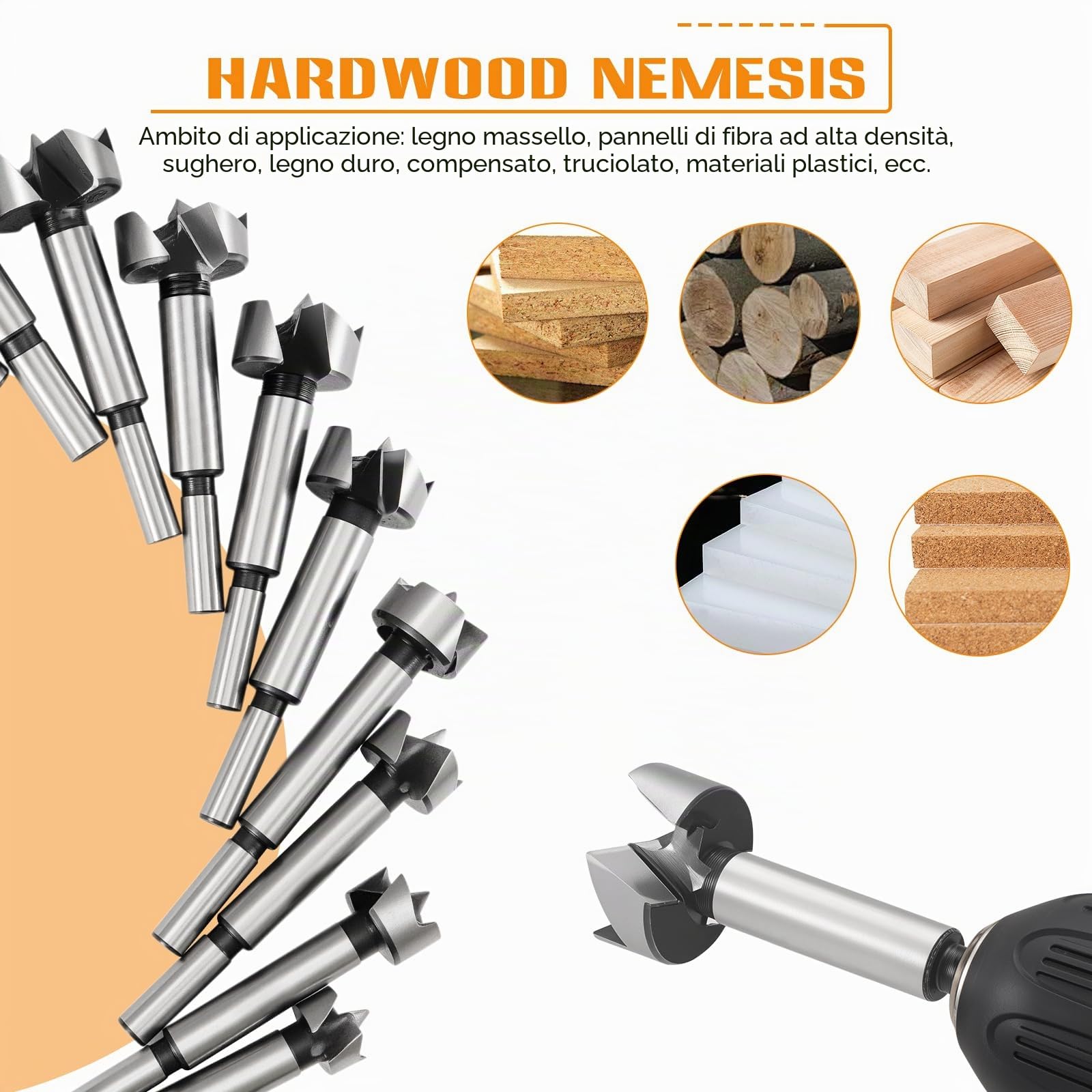 Gueenky 15 Pezzi Punte Forstner, 10-50 mm Forstner Drill Bits Set Frese Forstner per Legno con Gambo Rotondo per Trapano per Legno Duro Tenero