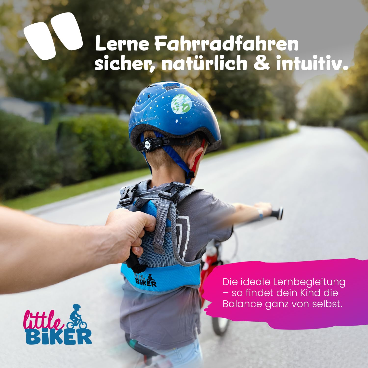 Fahrradlernweste | Fahrradlernweste Kinder mit Griff | Die bessere Alternative zu Stützrädern | Natürliches Schulen des Gleichgewichts | Für Kinderfahrräder ohne Stützräder