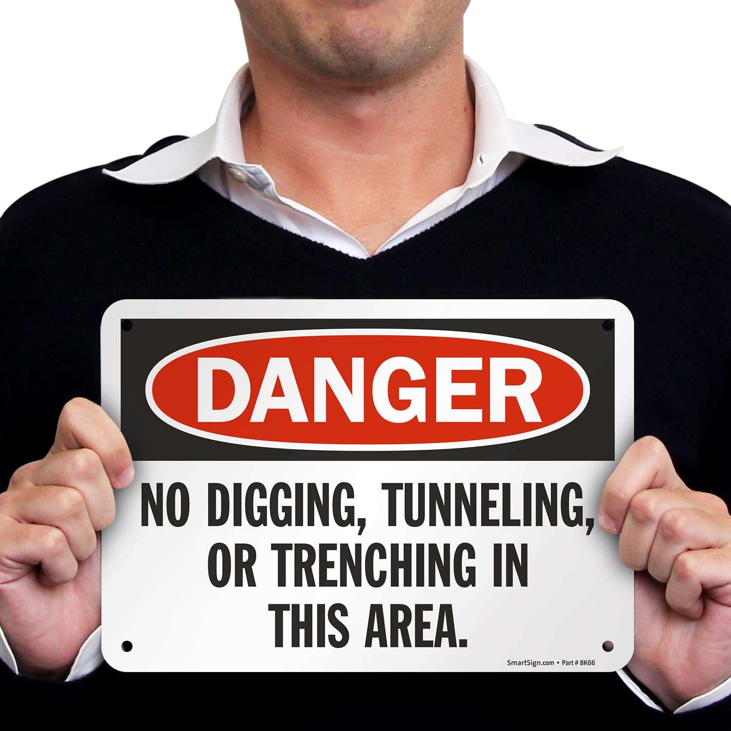 SmartSign "Danger - No Digging, Tunneling, Or Trenching in This Area" Sign | 7" x 10" Aluminum
