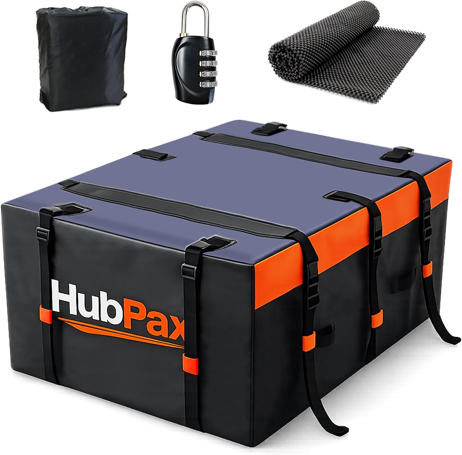 Car Rooftop Cargo Carrier Bag - 21 Cubic Feet Car Roof Top Bag Cargo Carrier for All Vehicle with/Without Rack, Includes Anti-Slip Mat, 8 Reinforced Straps, 6 Door Hooks, Luggage Lock