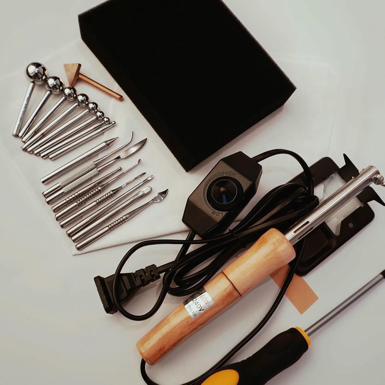 Fabric Flower Maker Tools with Adjustable Temperature, DIY Artificial Flower Electric Ironing Machine, 18 Ironing Heads Artificial Flower Ironing Machine