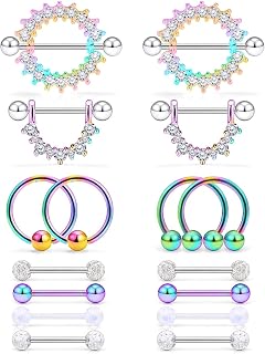Cisyozi 16G 14G Nipple Piercing Jewelry Tongue Rings Hypoallergenic Surgical Steel Screw Nipple Tongue Shield Ring Barbell Body Piercing Jewelry Retainer for Women 9/16 Inch 14mm