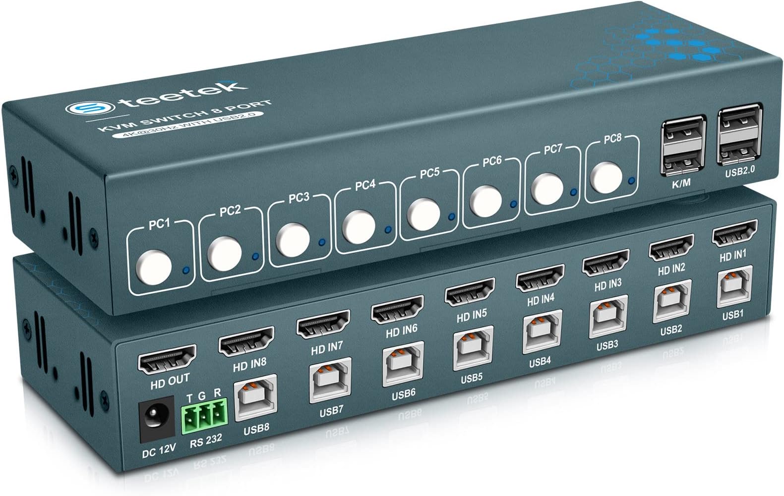 USB 2.0 HDMI KVM Switch 1 Monitors 8 Computers, 4K@30Hz KVM Switches for 8 Computers Sharing Monitor Keyboard Mouse Hard Drives Printer, with EDID Adaptive, Hotkey & Button Switching -7811