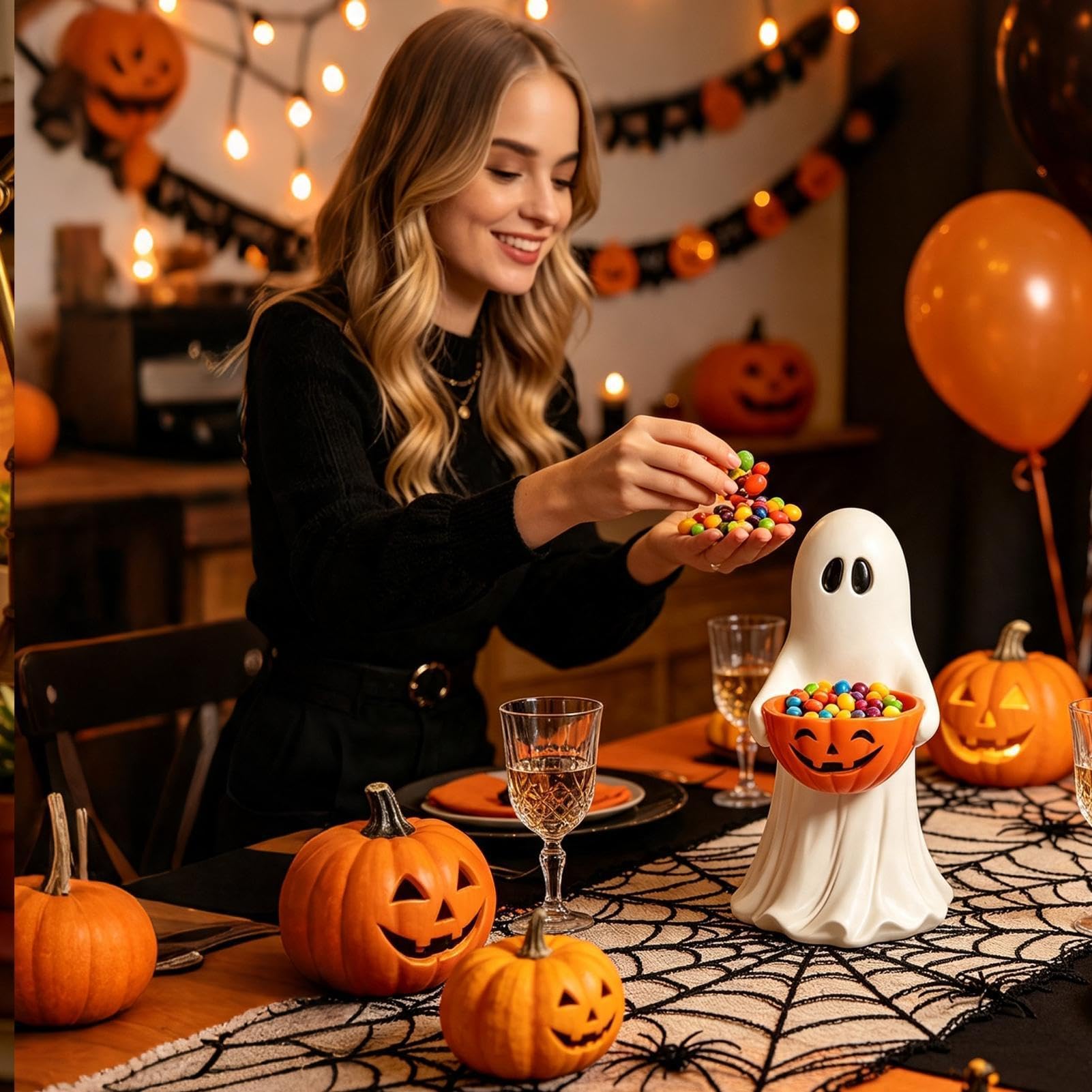 Porta Fantasma Porta Dolci In Resina Impermeabile | Decorazioni per Feste in Casa Per Feste Giardino Portico Porta Finestra Tavolo Casa Ingresso Autunno Mensola