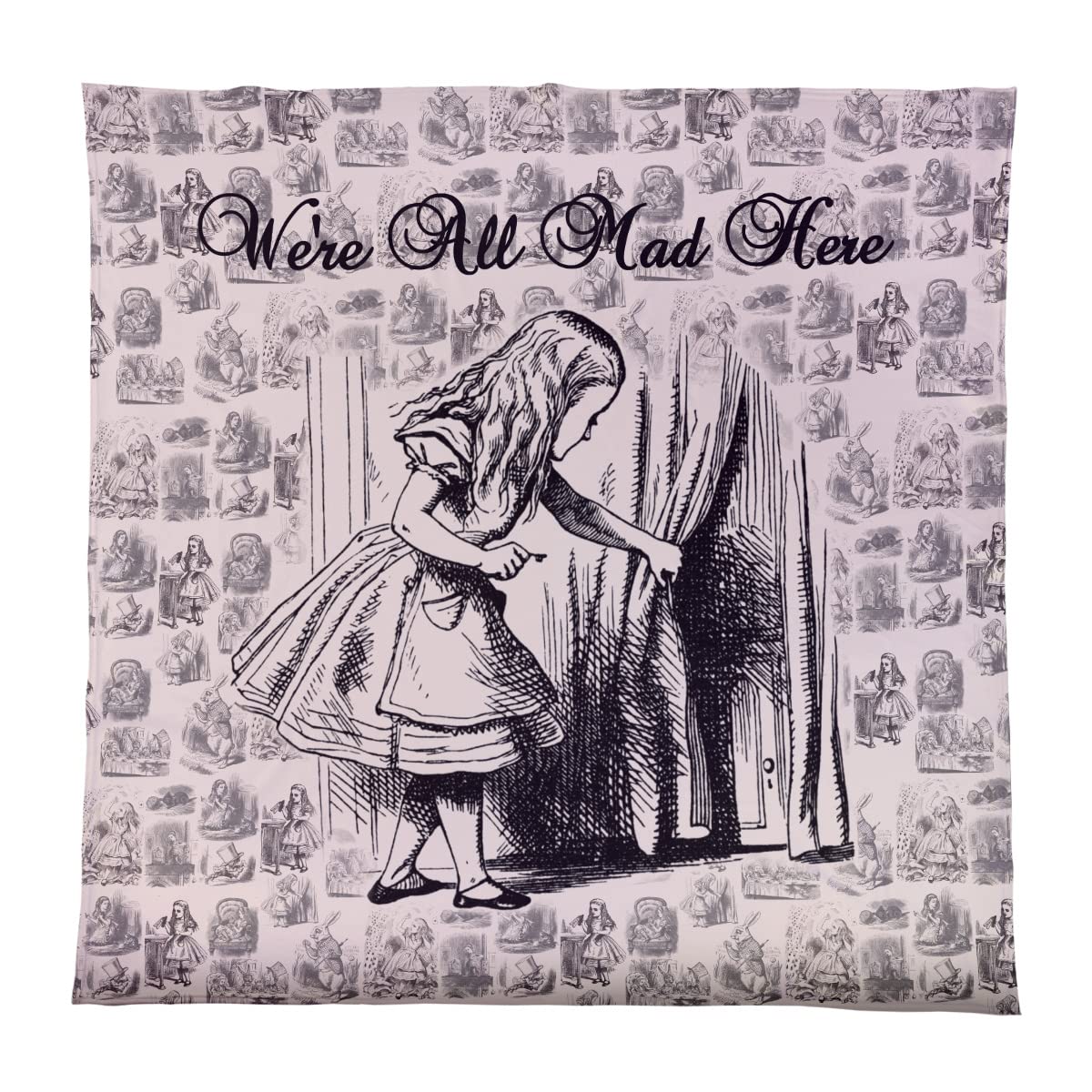 We're All Mad Here Alice In Wonderland Fleece Throw Blanket - Bed Chair - Soft Luxury Fleece Blanket