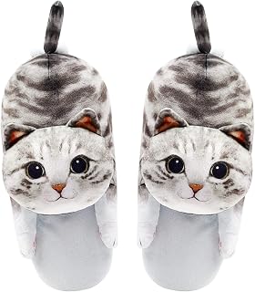 Cat Slippers for Women, Cute Fuzzy Animal Slippers For Indoor and Outdoor, Comfy Non-Slip Memory Foam Sole, Funny Cat Lover Gifts for Women