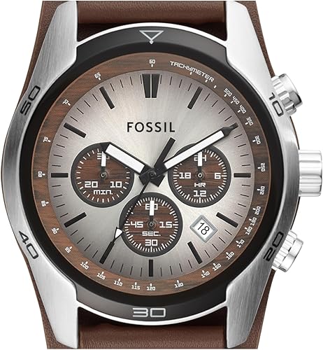 Miniatura 3 de Fossil Reloj de cuarzo Coachman de acero inoxidable y cuero casual para hombre Casual