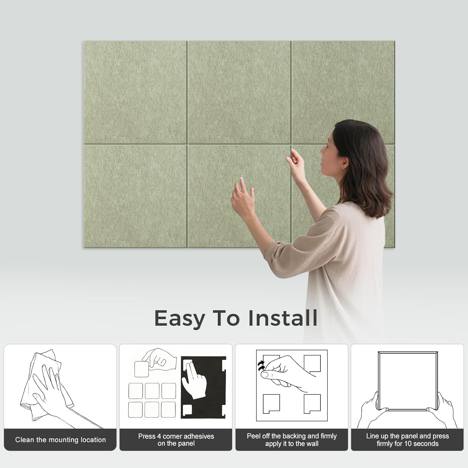 Large Felt Bulletin Board Tiles 36" x 24" Cork Board Alternative 6 Pack with 40 Adhesive Tabs Felt Wall Tiles Cork Boards for Walls Thick Slat Wall Panels for Home Office Classroom Decor