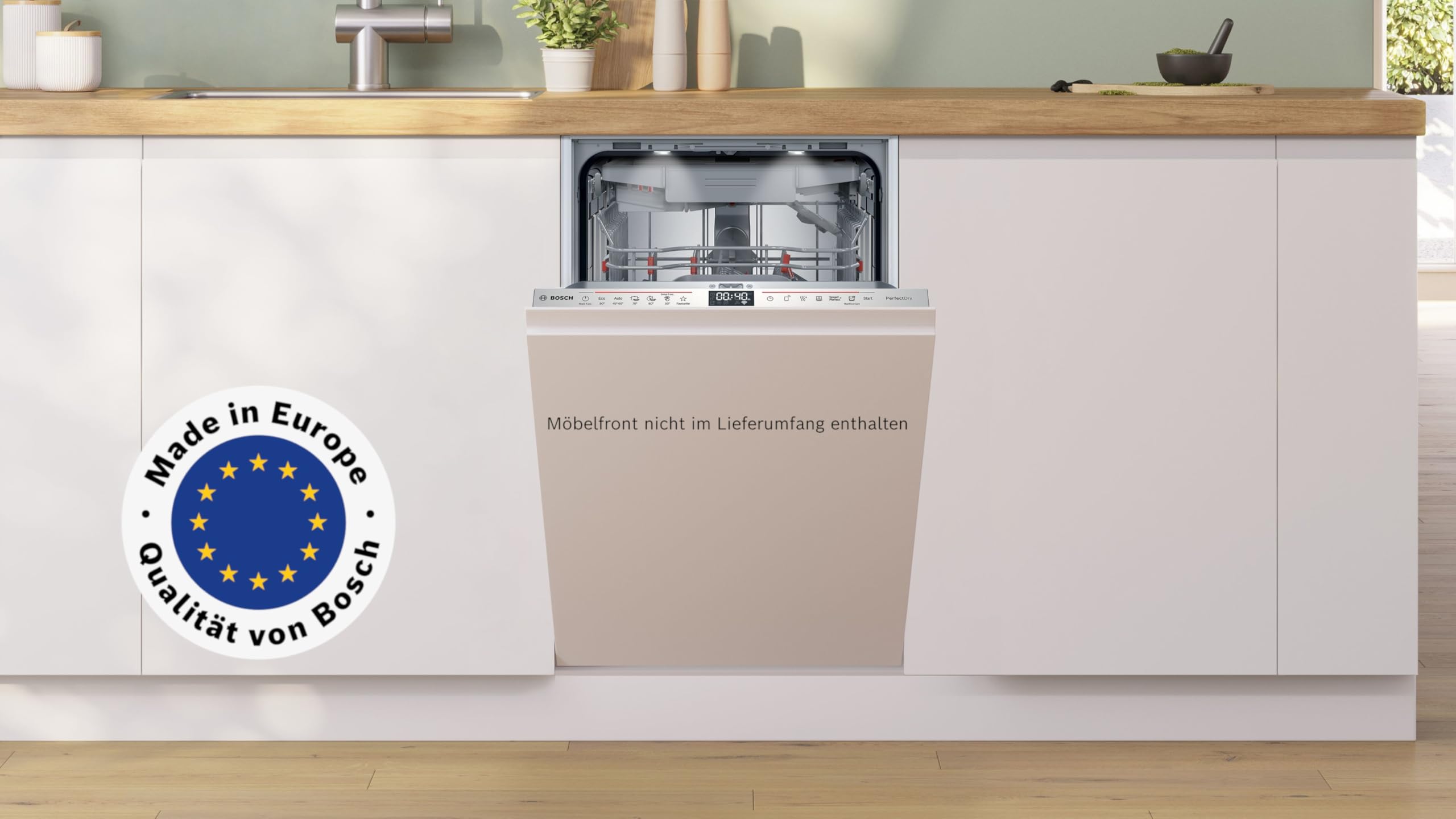 Bosch SPV6ZMX17E Serie 6, Geschirrspüler 45 cm vollintegrierbar, DuoPower - intensive Reinigung, PerfectDry - extra trockenes Geschirr, Smart Start, Besteckschublade, Time Light, Extra Leise