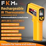FKM Rechargeable Infrared Thermometer Gun,13-Point Laser-High Precision | Non-Contact Laser Thermometer Gun -58°F~1472°F,Digital IR Temperature Gun for Cooking,Griddle,Oven,HVAC,Automotive,Industrial