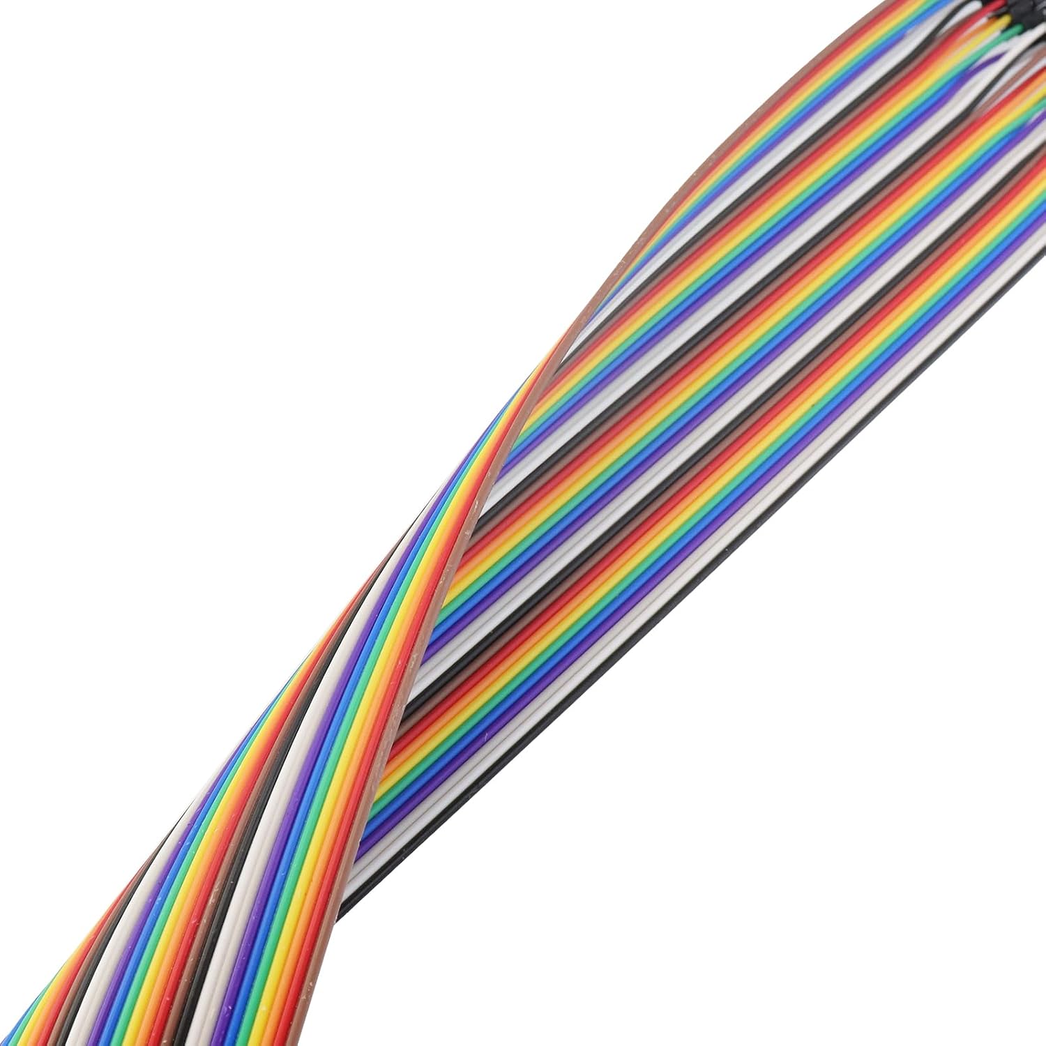 Antrader Breadboard Jumper Wires, 40 Pin 30CM/11.8 Inch Male/Female Multicolored Ribbon Cables Assorted Kit