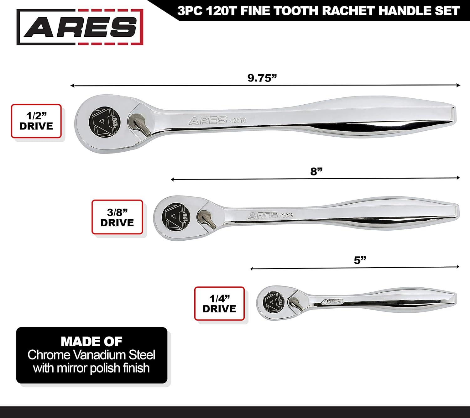 Dimensions of ARES 120 Tooth Ratchets