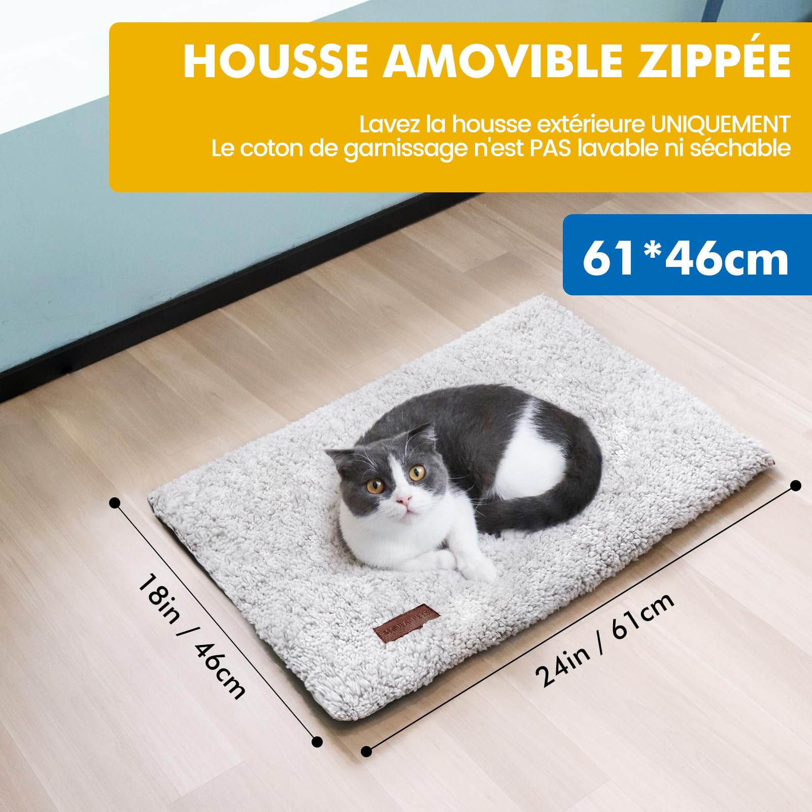 Mora Pets Tapis Chauffant pour Chat Coussin Auto Chauffant Couverture sans électricité - Panier Doux et sécurisé pour Votre Animal - Tapis Thermique pour Chat Lavable - 61 x 46 cm