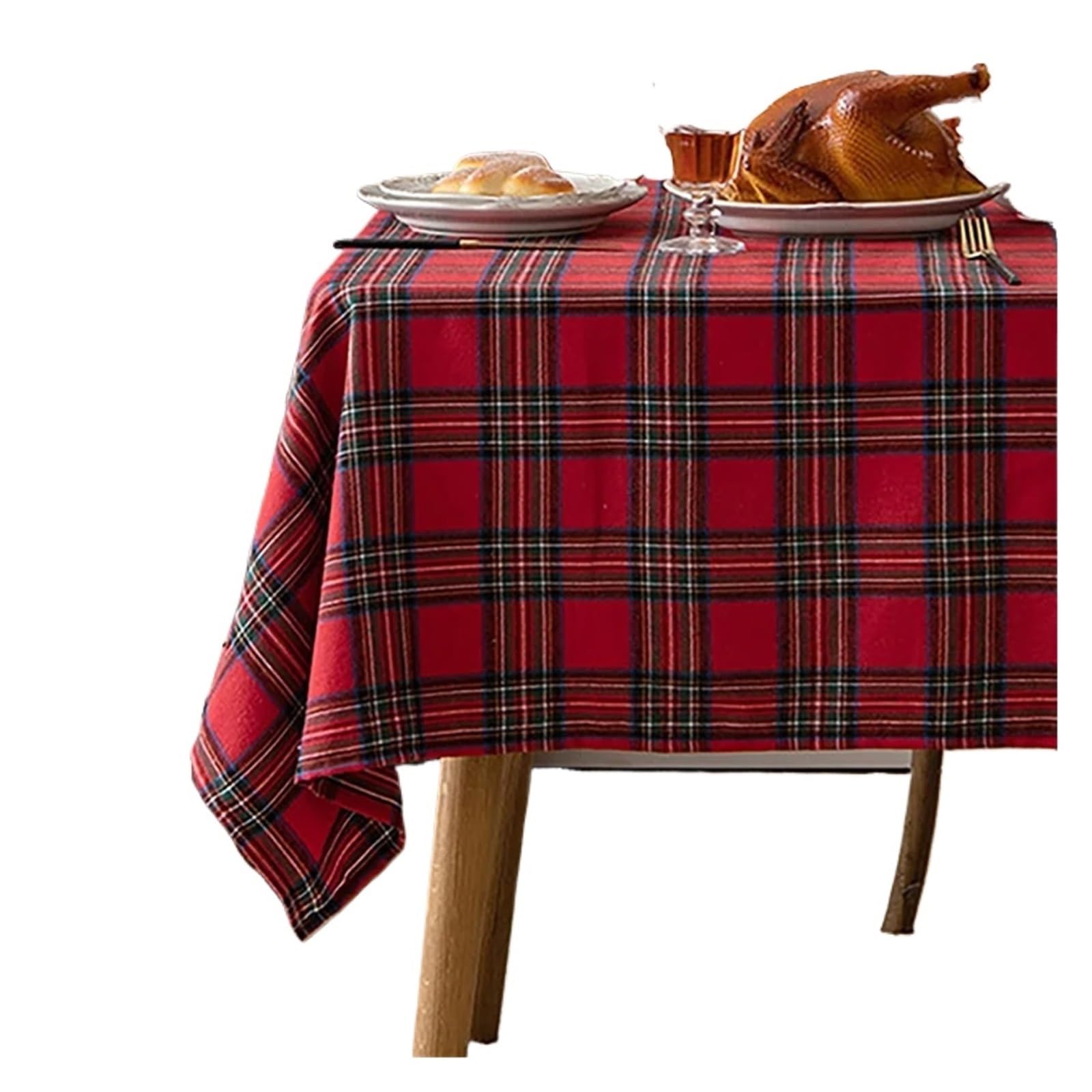 BTGYTTKL Checkered Tablecloth Checkered Tablecloth Rectangular/Round Buffalo Plaid Cotton Table Decorations Winter Washable For Kitchen Dining Decor