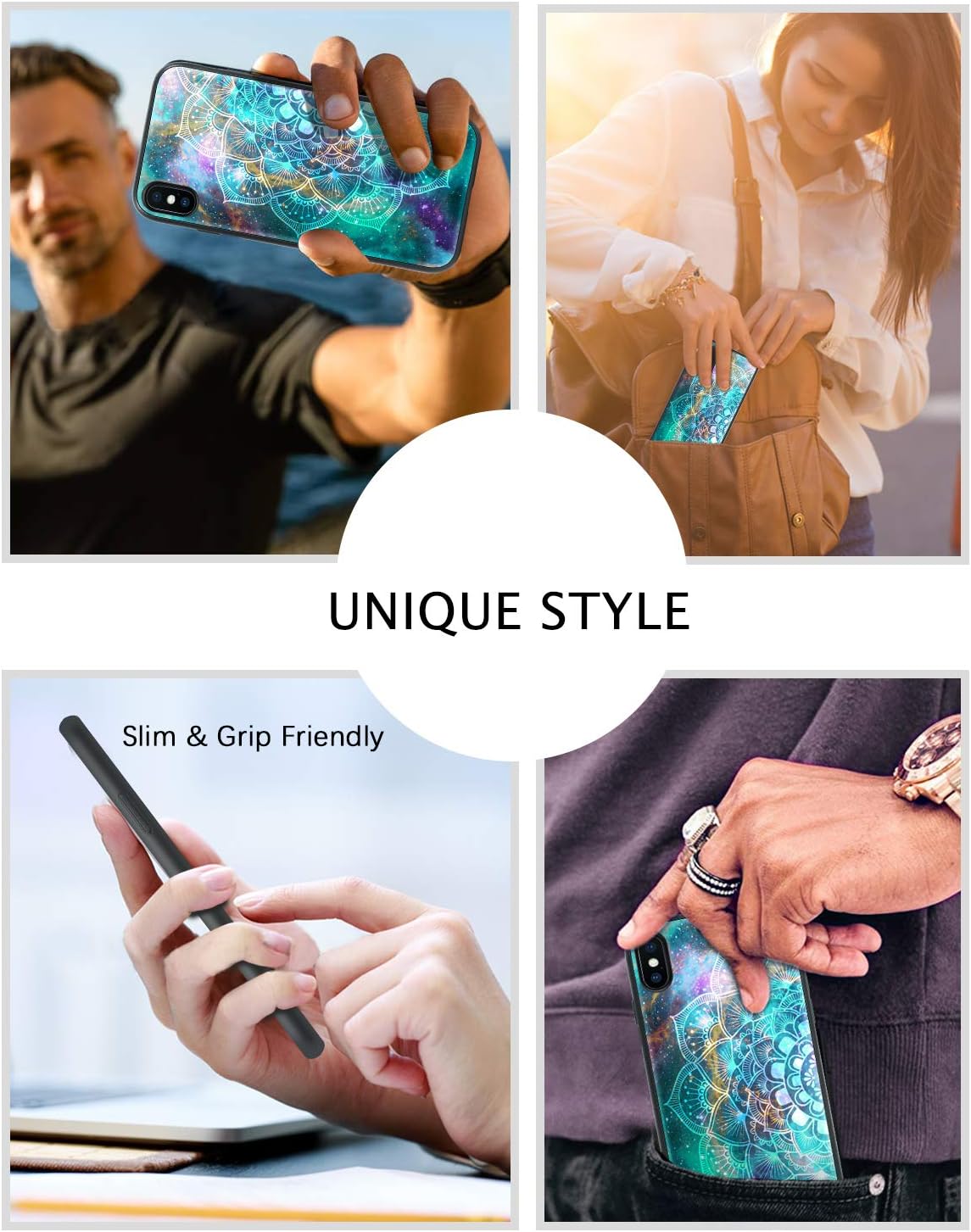 BENTOBEN iPhone Xs Max Case, Glow in The Dark Slim Fit Thin Hybrid Hard PC Soft TPU Bumper Protective Men Women Phone Cover for iPhone Xs Max 6.5 inch, Mandala in Galaxy