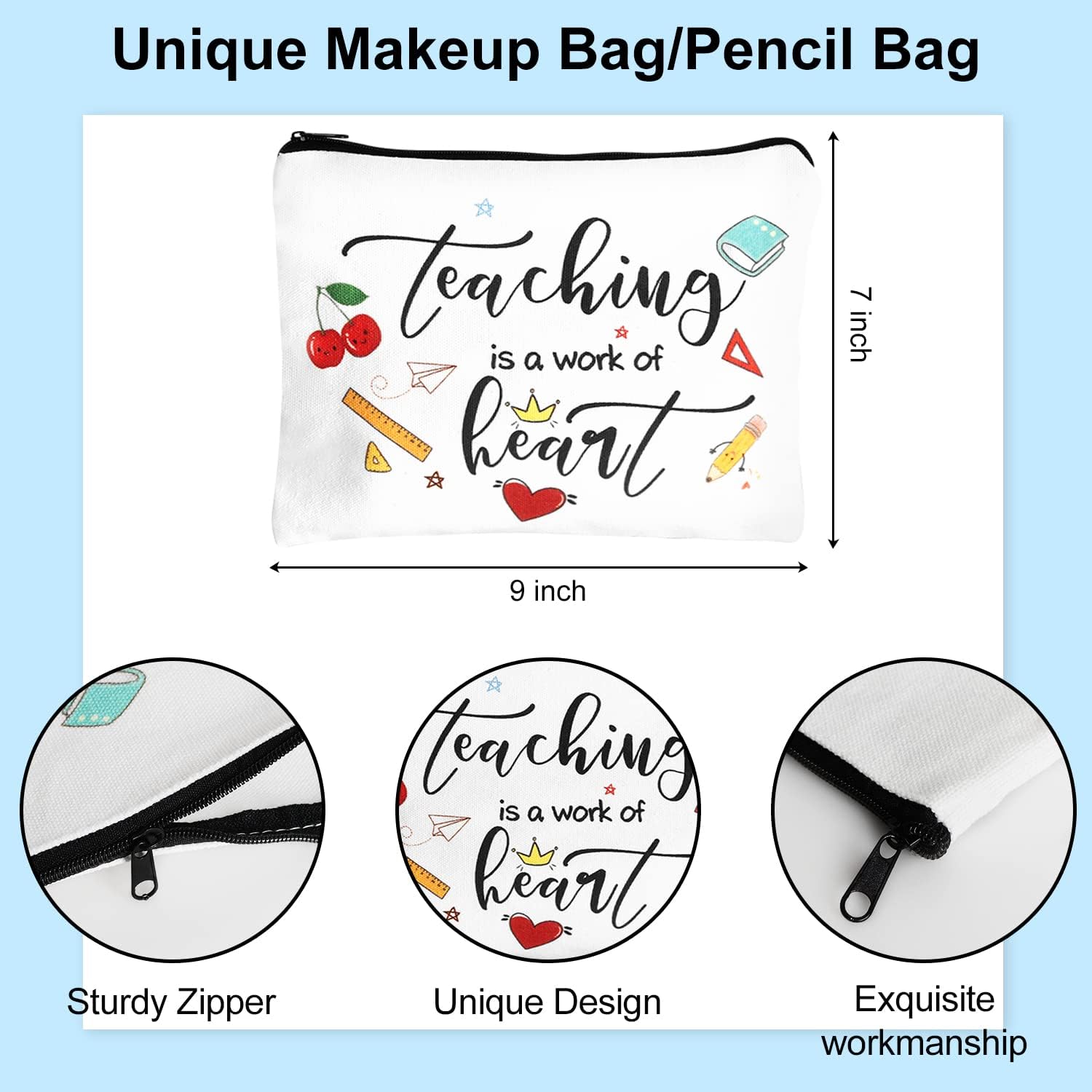 UAREHIBY 18 PCS Teacher Appreciation Gifts in Bulk,6 Styles Makeup Bags for Women,Teacher's Day Keychain,Thank You Teacher Christmas Gifts with Bracelet,Graduation Gift for teacher - Image 2