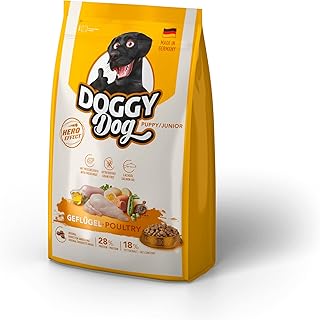 DOGGY Dog Geflügel Puppy / Junior, 1 kg, Trockenfutter mit hohem Fleischanteil für junge Hunde, getreidefreies Hundefutter mit Lachsöl, Made in Germany product image