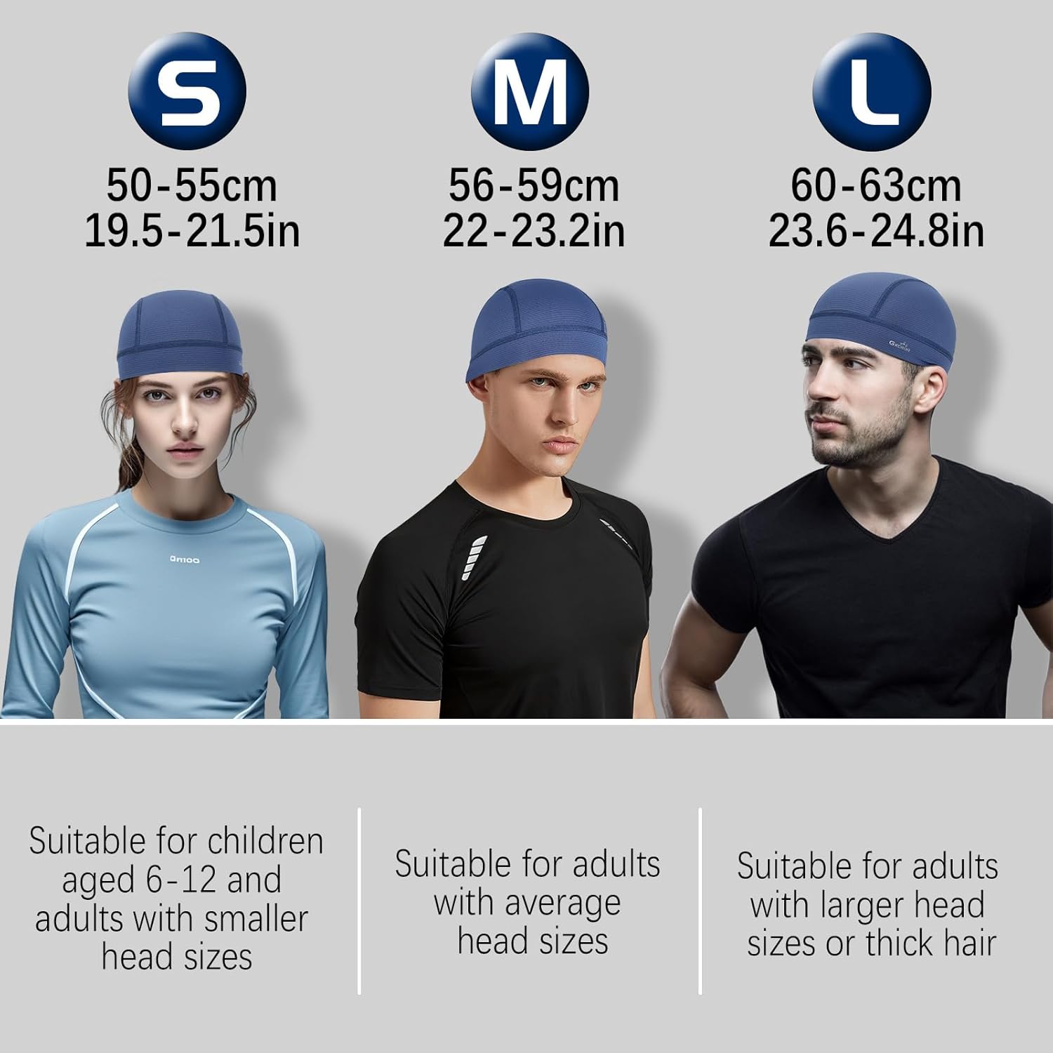 GXCROR 3 Pack Cooling Skull Cap with Sweat-Wicking & Anti-Odor Technology Quick-Dry Helmet Liner for Cycling Motorcycle - Image 6