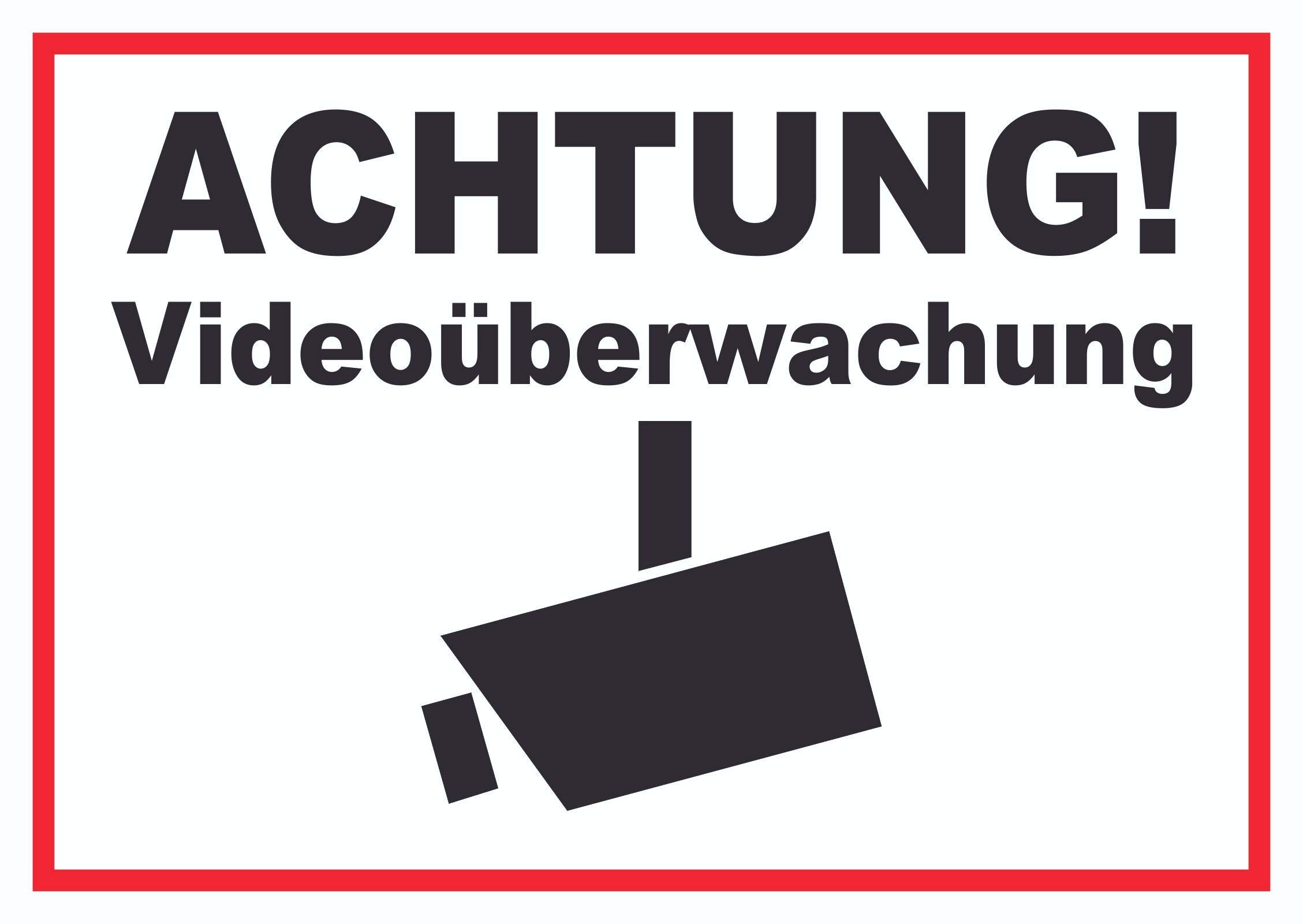 5 Stück Videoüberwachung Schilder – Selbstklebend & Mit Bohrungen, Silber, 5x15 Cm (CCTV Warnhinweis)