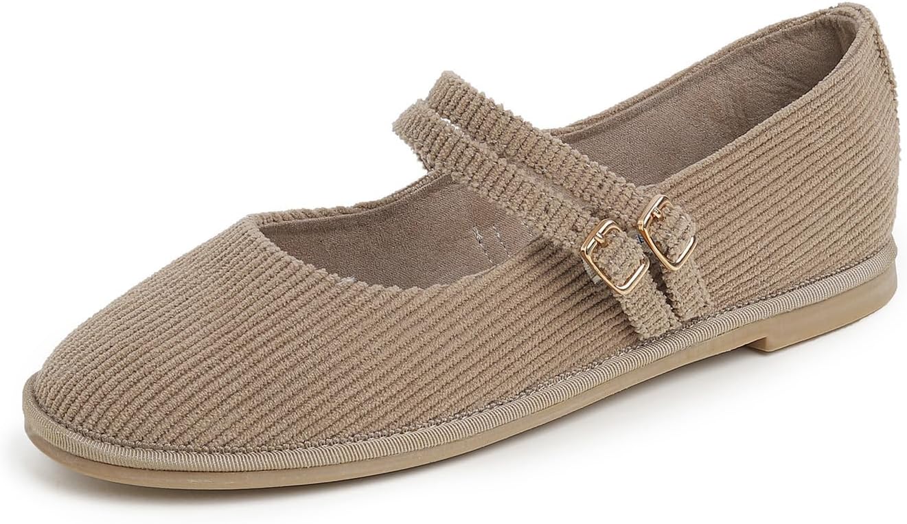 FEVERSOLE Women's Soft Classic Mary Jane Memory Foam Cushioned Comfort Round Toe Metal Buckle Flats Walking Shoes