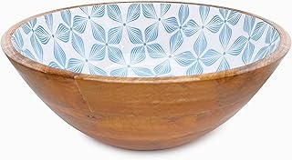 Boho Large Decorative Bowl with Food Safe Designer Inlay. 12 Inch Wooden Bowls for Food or Decor. Salad Bowls, Mothers Day Gifts, Serving Bowls for Entertaining