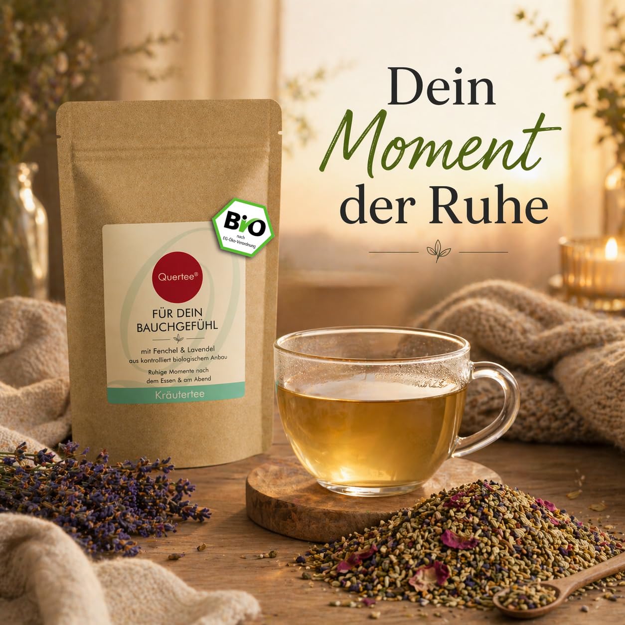 Bio Kräutertee „Für dein Bauchgefühl" Fenchel Pfefferminze Lavendel 1000 g | Quertee • Bio Kräutertee • Mild & Harmonisch • Ideal nach dem Essen & am Abend • Loser Tee