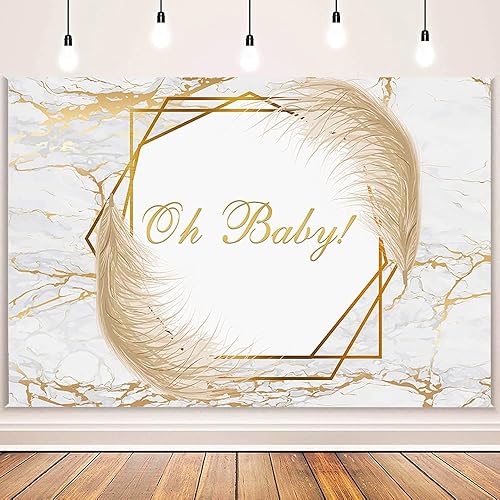 Miniatura 2 de Oh Baby - Telón de fondo de mármol para baby shower, fondo de mármol gris dorado y gris de las pampas para baby shower, decoración de fiesta,