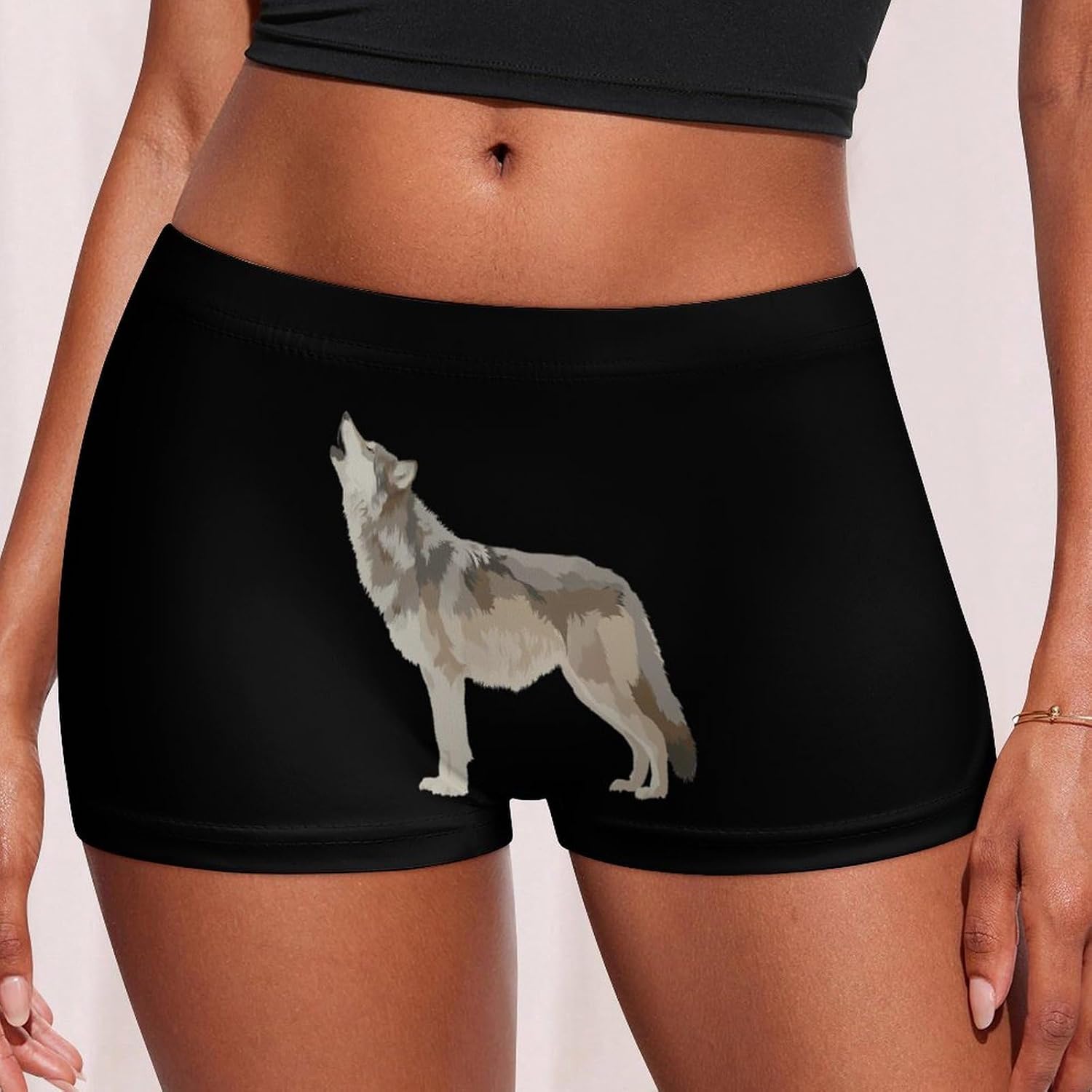 Wolf Howling Funny Women's Boxer Briefs Breathable Underpants Trunks Stretch Underwear