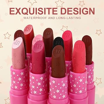Matte Waterproof Lipstick, Velvety Lipsticks, Long Lasting Creamy Smoothing Non-stick Cup Sexy Colors Lip Stain with Beeswax, Hydrating Lipstick for Women Girls, #01 Light Pink