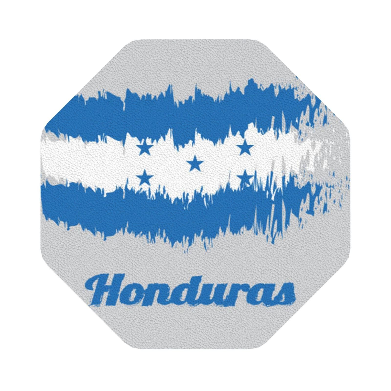 Blue Honduras Flag PU Leather Coasters Set of 6 Octagon Drink Coasters