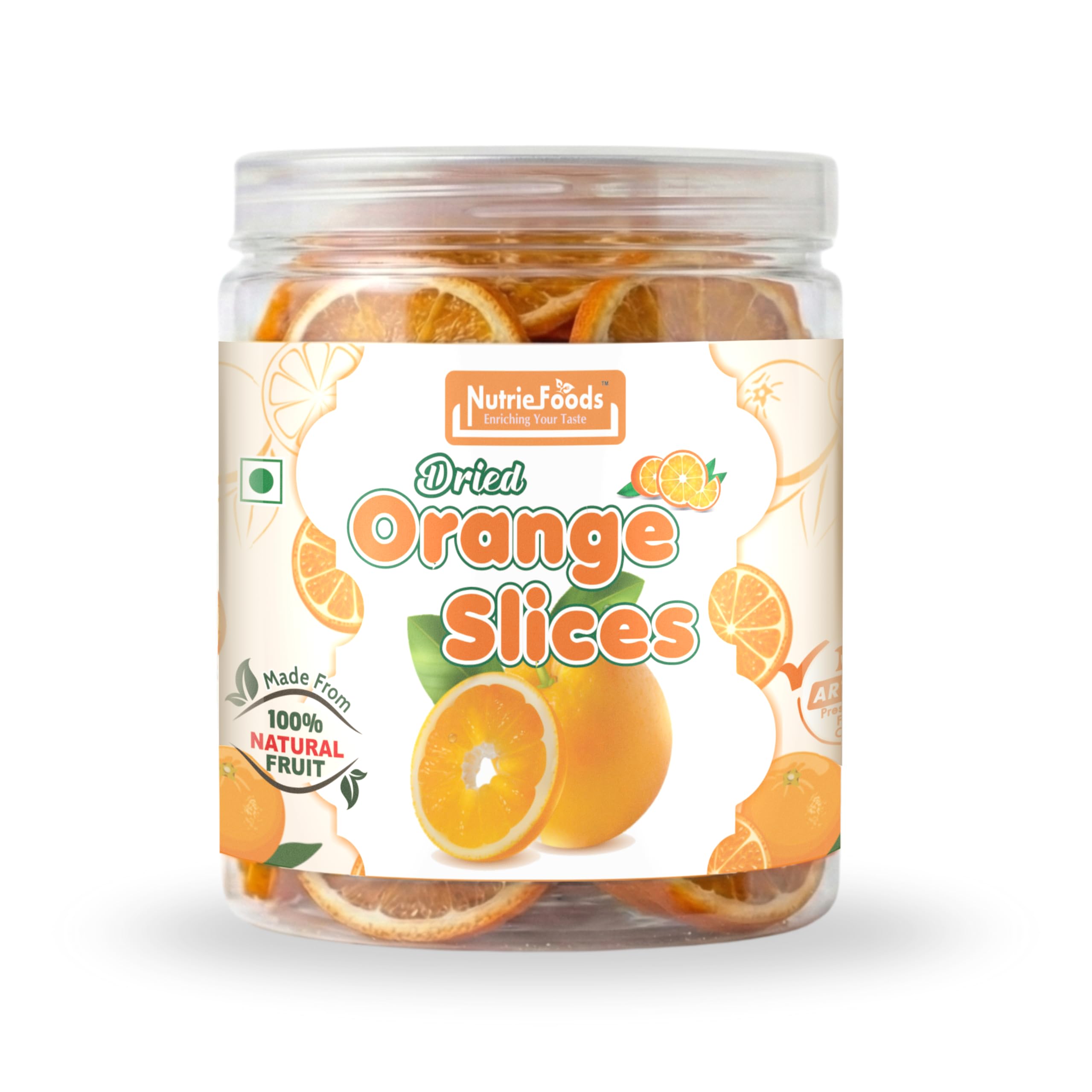 "NUTRIEFOODS" Enriching Your Taste Premium Dried Orange Slices | Rich in Vitamin C | 100% Natural Orange Bites | Nutritious Fruit Candy | No Added Color, Flavors (250gm)-image-1